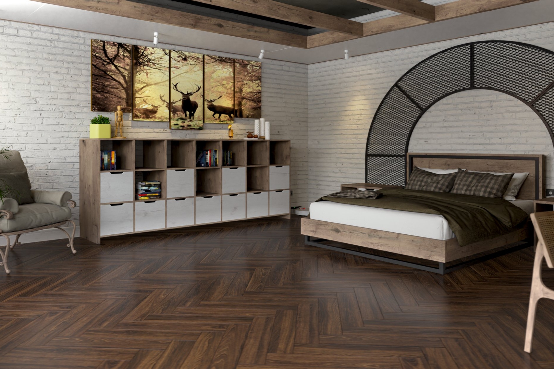 Инженерный паркет «Damy Floor» Каштановый (укладка елочкой) — купить в Волжском